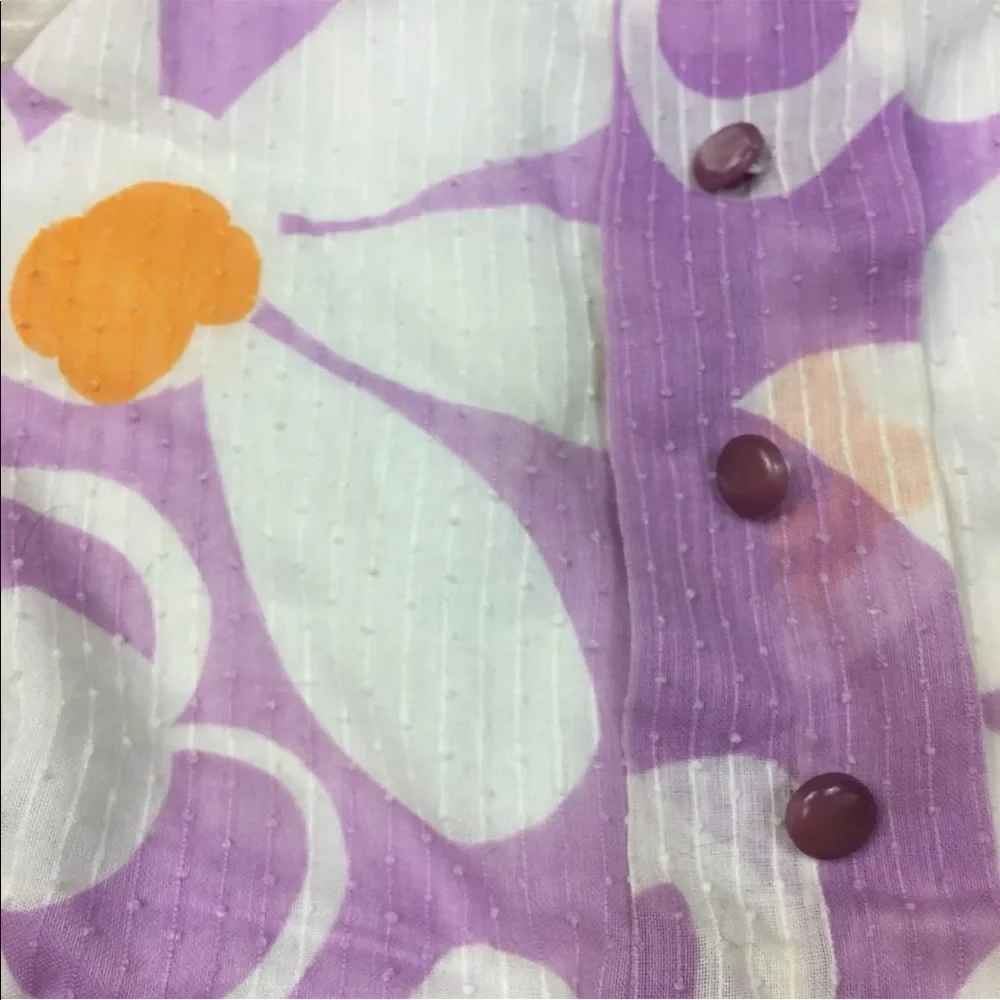 Vintage Handmade 60s Toddler Girls Drop Waist Swiss Dot Purple Orange Dress